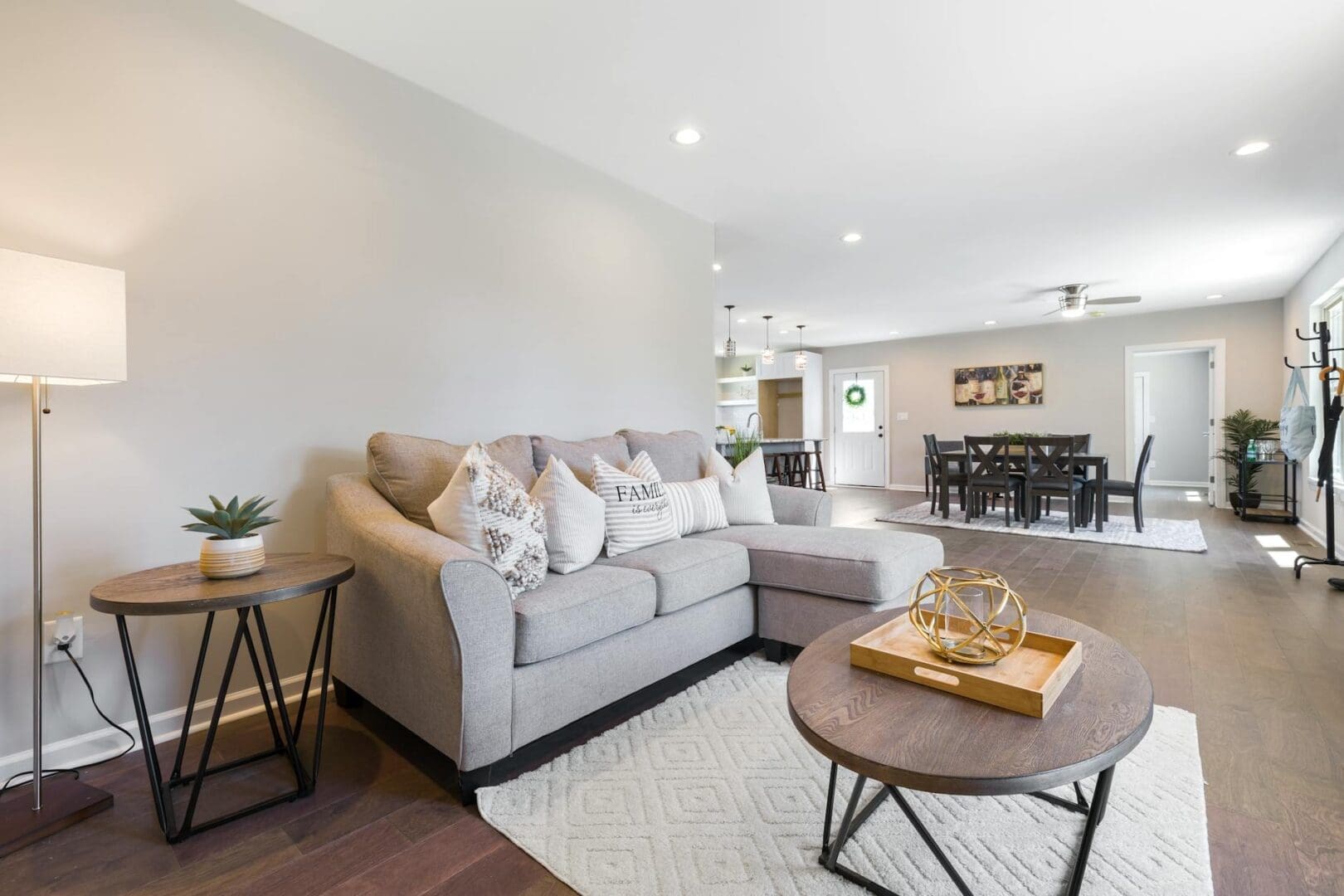 area rug open living room