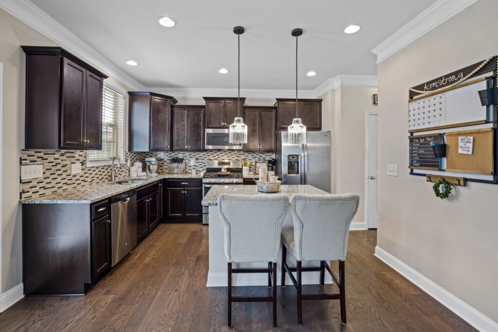 bar stools dark kitchen island