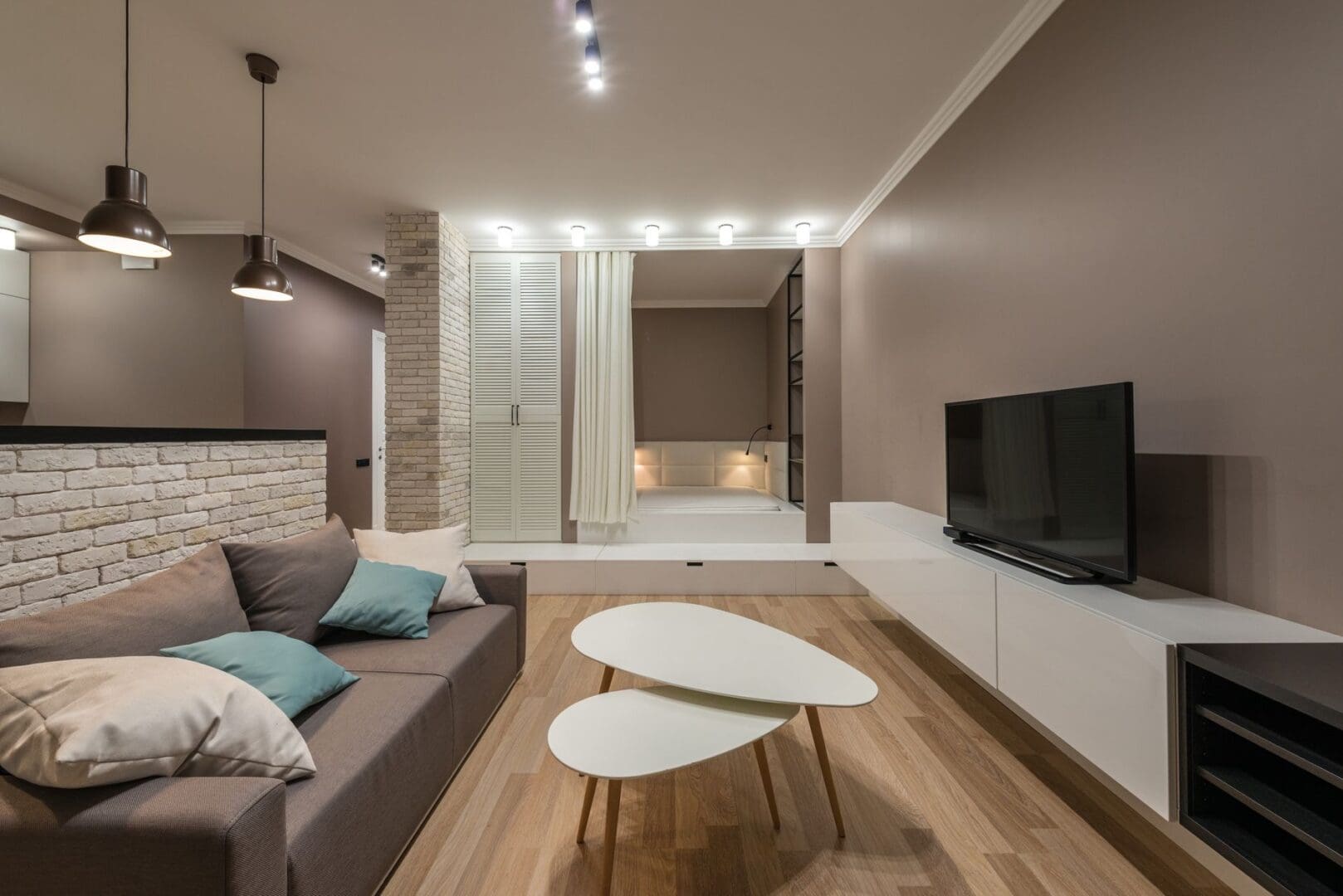organized TV stand living room