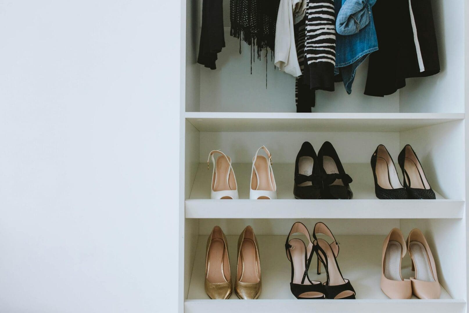 organized closet door shoes