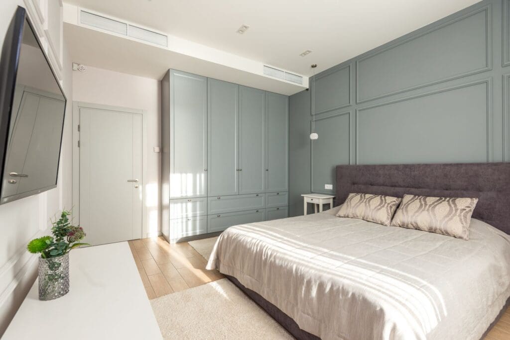 panel bed bedroom interior
