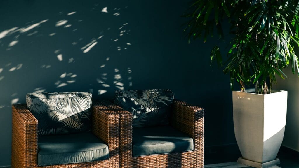 rattan accent chair boho living room