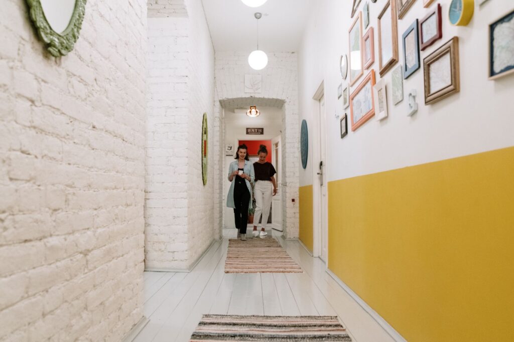 sideboard in narrow hallway